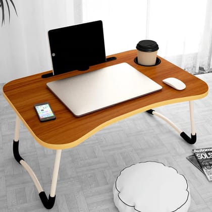 Laptop Table Foldable Portable Notebook Bed Lap Desk Tray Stand Reading Holder with Coffee Cup Slot for Breakfast, Reading & Movie Watching.