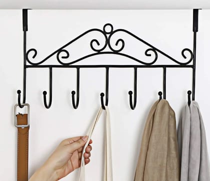 Over The Door Hanger Rack 7 Hooks Decorative Organizer Hook Rack Stylish Door Hanger Door Hook Hangers with 7 Hooks,Metal Hanging Rack for Home Office Use