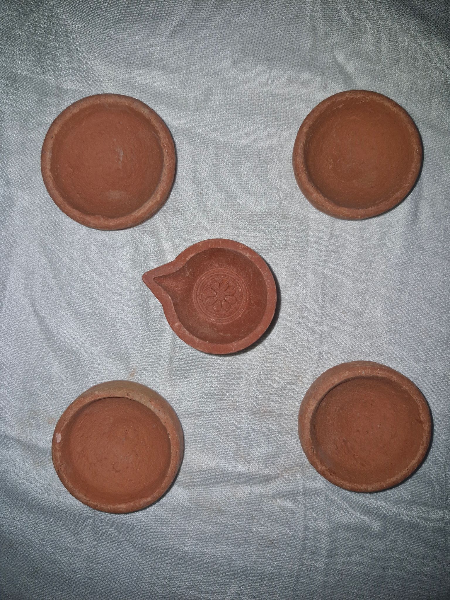  Handmade Clay Diya Oil Lamp for Diwali Decoration - Set of 5