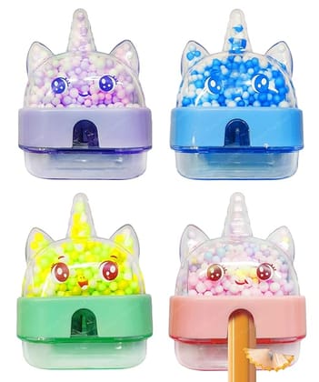  Kawaii Unicorn Pencil Sharpener for Kids, Creative Stationery Supplies, Party Favors, 4 Colors