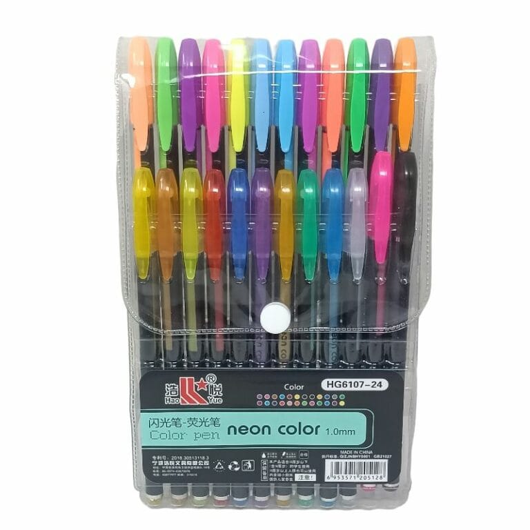 24 Colors Gel Pens Set with 1.0mm Tips, Neon Colors Glitter Gel Pens for Coloring Books, Journal, Note Taking, Scrapbooking, Greeting Cards Making, School Supplies