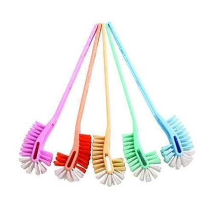 Namaskaram Double-Sided Flexible Plastic Toilet Cleaning Brush for in for Western and Indian Bathroom |Brush for Bathroom Storage |Bathroom Cleaning Bowl Brush (Multicolor)