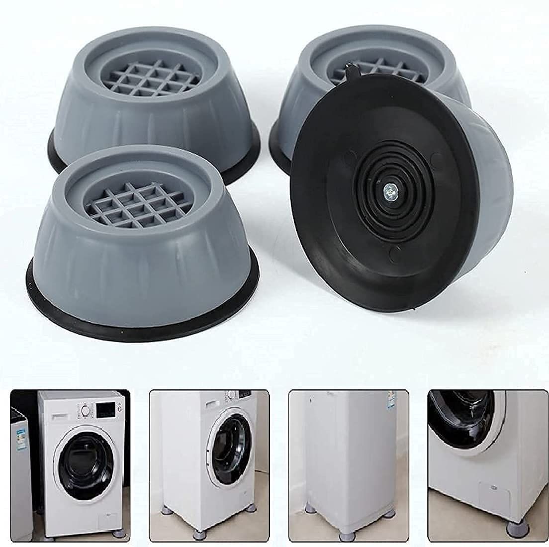 Mode Koorts Washing Machine Feet Stabilizer Dryer Pedestals Washer Rubber | Anti- Vibration Pads Leveling Feet | Stand Rubber Legs | Used for Floor Washing Machine, Table & Chair