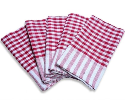 Namaskaram Pack of 4 Cleaning Cloth Multipurpose Highly Absorbent Kitchen Napkin Table Wipe in Check Pattern (18x18)