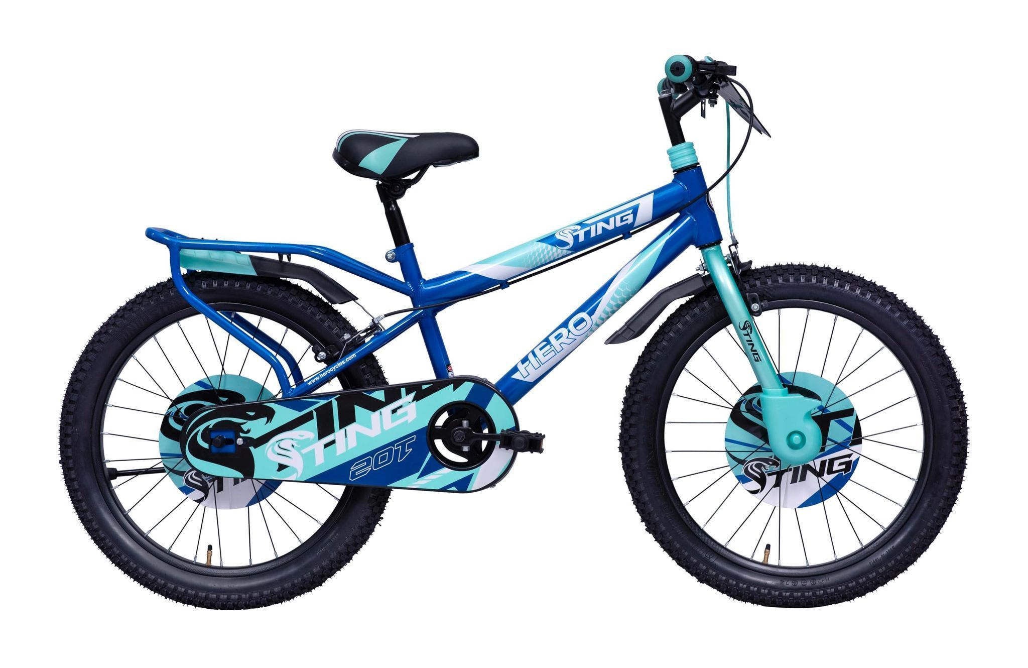 Hero Sting 20T Bicycle for Kids | Internal carrier | Rigid Suspension | Caliper Brake | Cyan Blue