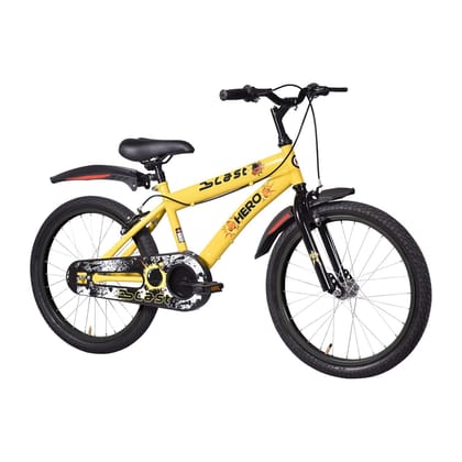 Hero Blast 20T Kids Cycle With Mudguards Yellow Easy Self Assembly Hero Cycle