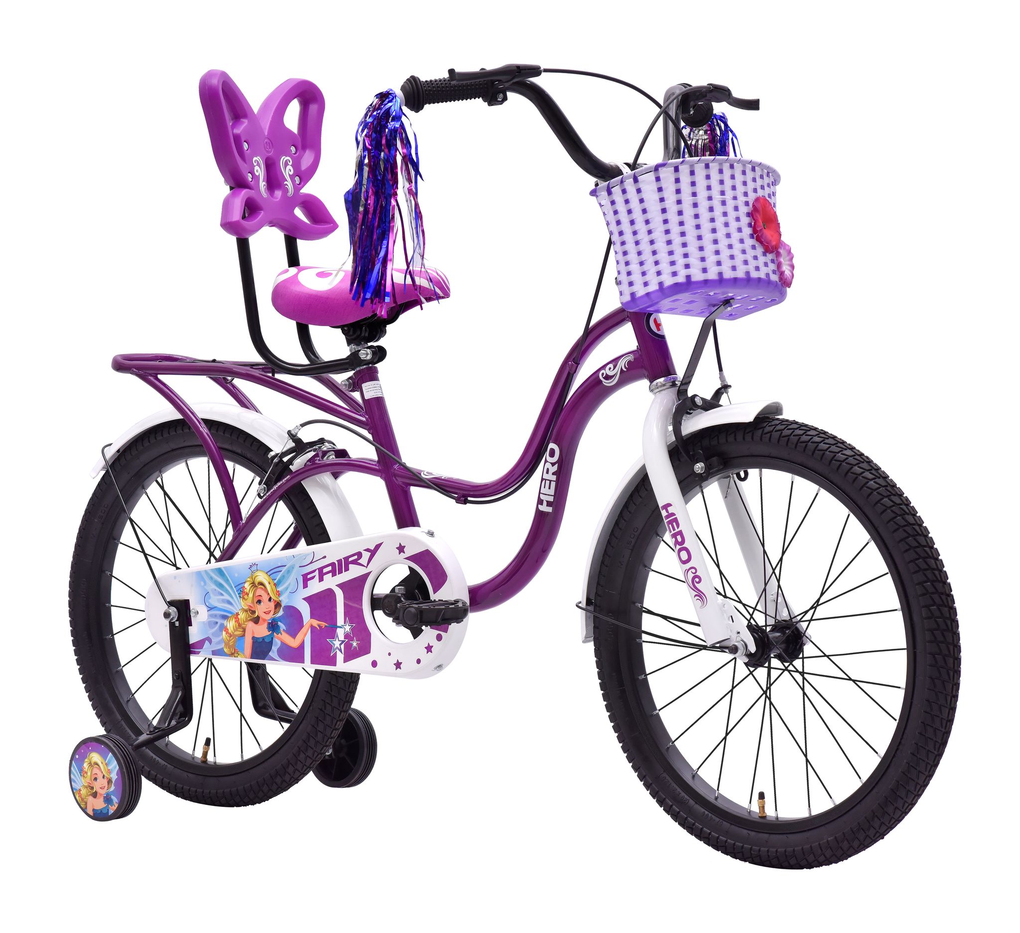 Hero Fairy 16T Bicycle for Kids | Single Speed | Purple-White | Ideal for Girls