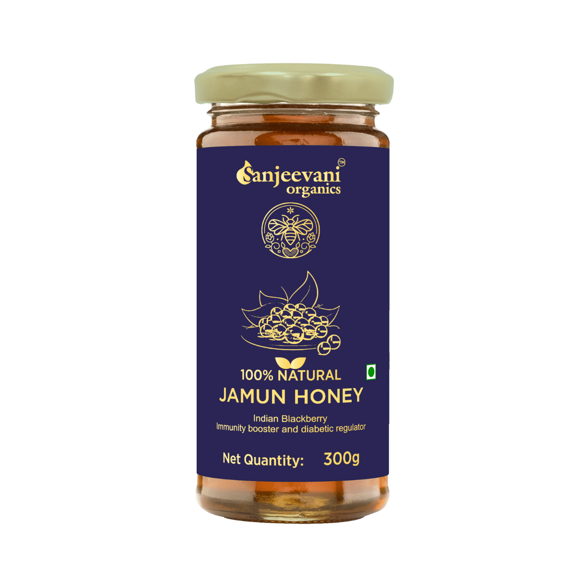 Sanjeevani Organics 100% Natural Jamun Honey, Monofloral – 300g (Unpasteurized Indian Blackberry Honey)