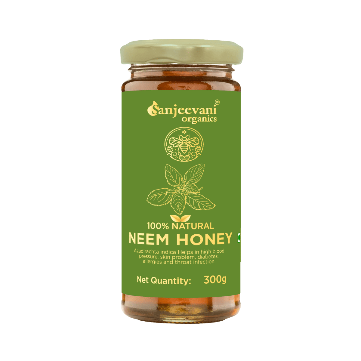 Sanjeevani Organics 100% Natural Neem Honey 300g | Monofloral, Unpasteurized, No Additives | Perfect for Your Daily Health Routine