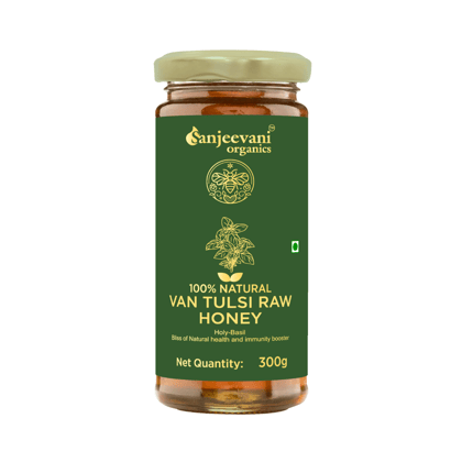 Sanjeevani Organics 100% Natural Van Tulsi Raw Honey 300g (Holy Basil) | Unpasteurized Honey | Chemical & Preservative-Free & No Additives  | Rich in Antioxidants