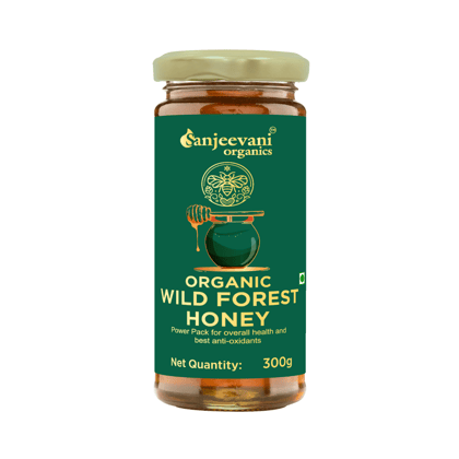 Sanjeevani Organics Organic Wild Forest Honey – Unprocessed, No Additives, Multi Floral, 300g Glass Jar | Premium Quality Honey