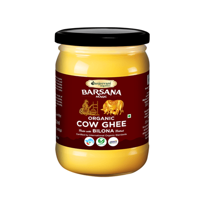 Sanjeevani Organics Organic Bilona Cow Ghee 500ml – Made with Traditional Bilona Process, Preservative-Free, Nutritious & Healthy, Lab Tested & Certified