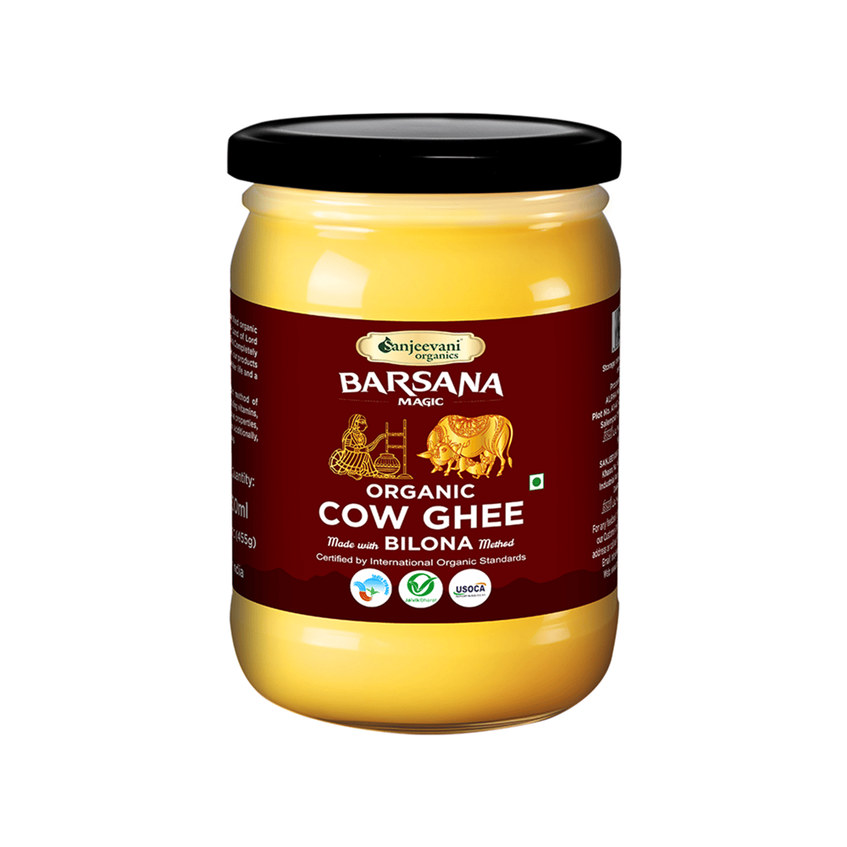 Sanjeevani Organics Organic Bilona Cow Ghee 500ml – Made with Traditional Bilona Process, Preservative-Free, Nutritious & Healthy, Lab Tested & Certified