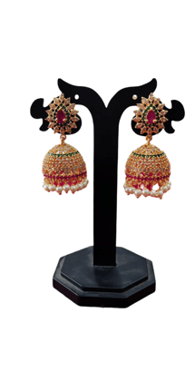 Gold Plated Kundan & Pearl Jhumka Earrings_01