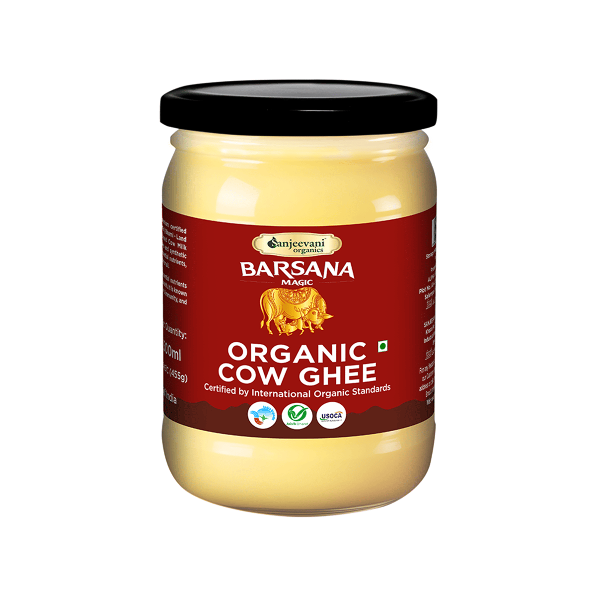 Sanjeevani Organics Organic Cow Ghee (500ml) – Grass-Fed, Wood-Churned with Traditional Method, Farm-Made, Healthy, Lab-Tested & Certified