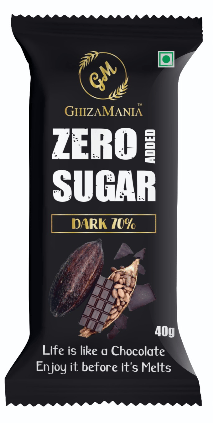 GhizaMania  70% Dark Zero Added Sugar | 40g | Pack of  1 | ZeroGuilt Sugar Free Chocolate Bar. | VEGAN & GLUTEN FREE CHOCOLATE BAR.