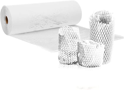 JPPL paper honeycomb roll with dispenser box | Expands hex to 160 meter | Plastic alternative | Packaging & shipping supplies bubble wrap roll| (390mm / 16 inch x100 meter) (White)