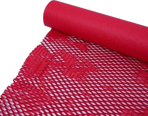 JPPL paper honeycomb roll | Expands hex to 16 meter | Plastic alternative | Packaging & shipping supplies bubble wrap roll| (390mm / 16 inch x10 meter) (Red)