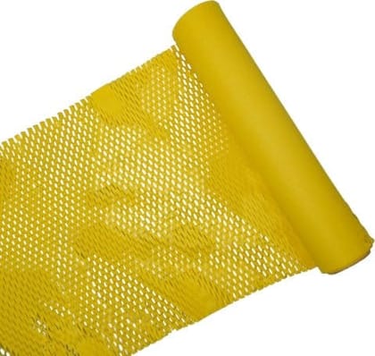 JPPL paper honeycomb roll | Expands hex to 16 meter | Plastic alternative | Packaging & shipping supplies bubble wrap roll| (390mm / 16 inch x10 meter) (Yellow)