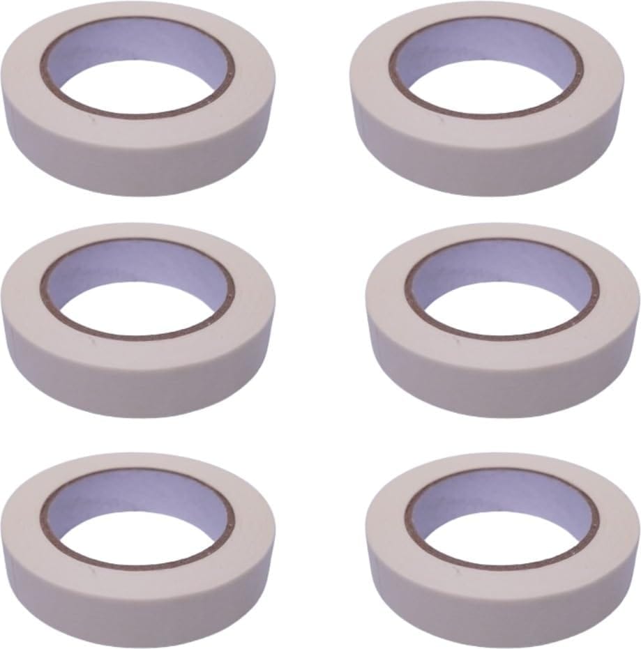 JPPL masking tape| Easy tear tape,Best for carpenter, Labelling, Painting and leaves no residue after a Peel (Set of 6, 24mm/ 1inch X 50meter)