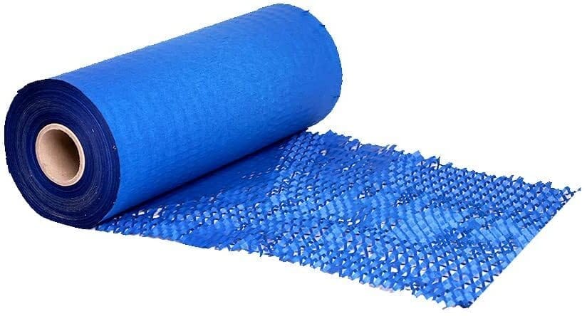 JPPL paper honeycomb roll with dispenser box | Expands hex to 160 meter | Plastic alternative | Packaging & shipping supplies bubble wrap roll| (390mm / 16 inch x100 meter) (Blue)