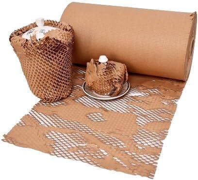 paper honeycomb roll | Expands hex to 16 meter | Plastic alternative | Packaging & shipping supplies bubble wrap roll| (390mm / 16 inch x100 meter) (Brown)