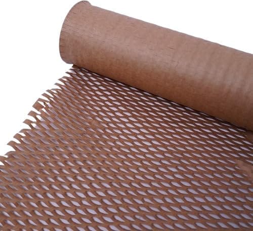 JPPL paper honeycomb roll | Expands hex to 16 meter | Plastic alternative | Packaging & shipping supplies bubble wrap roll| (Brown colour) (390mm / 16 inch x10 meter)