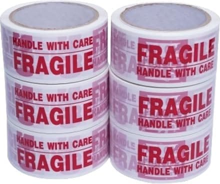 JPPL fragile Packaging Tape | 65 meter X 48mm / 2inch | fragile packing material | Suitable for e-commerce | Packaging material for small busines (Set of 6 roll)