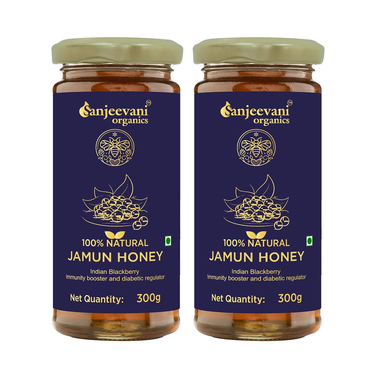 Sanjeevani Organics 100% Natural Jamun Honey 300g – Premium Jamun Sahad, Rich in Nutrients, No Additives, Pack of 2