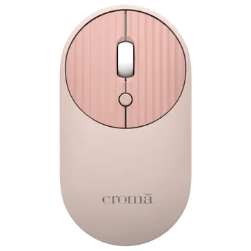 Croma Wireless Optical Mouse with Power Saving Feature (1600 DPI Adjustable, Ambidextrous Design, Pink)