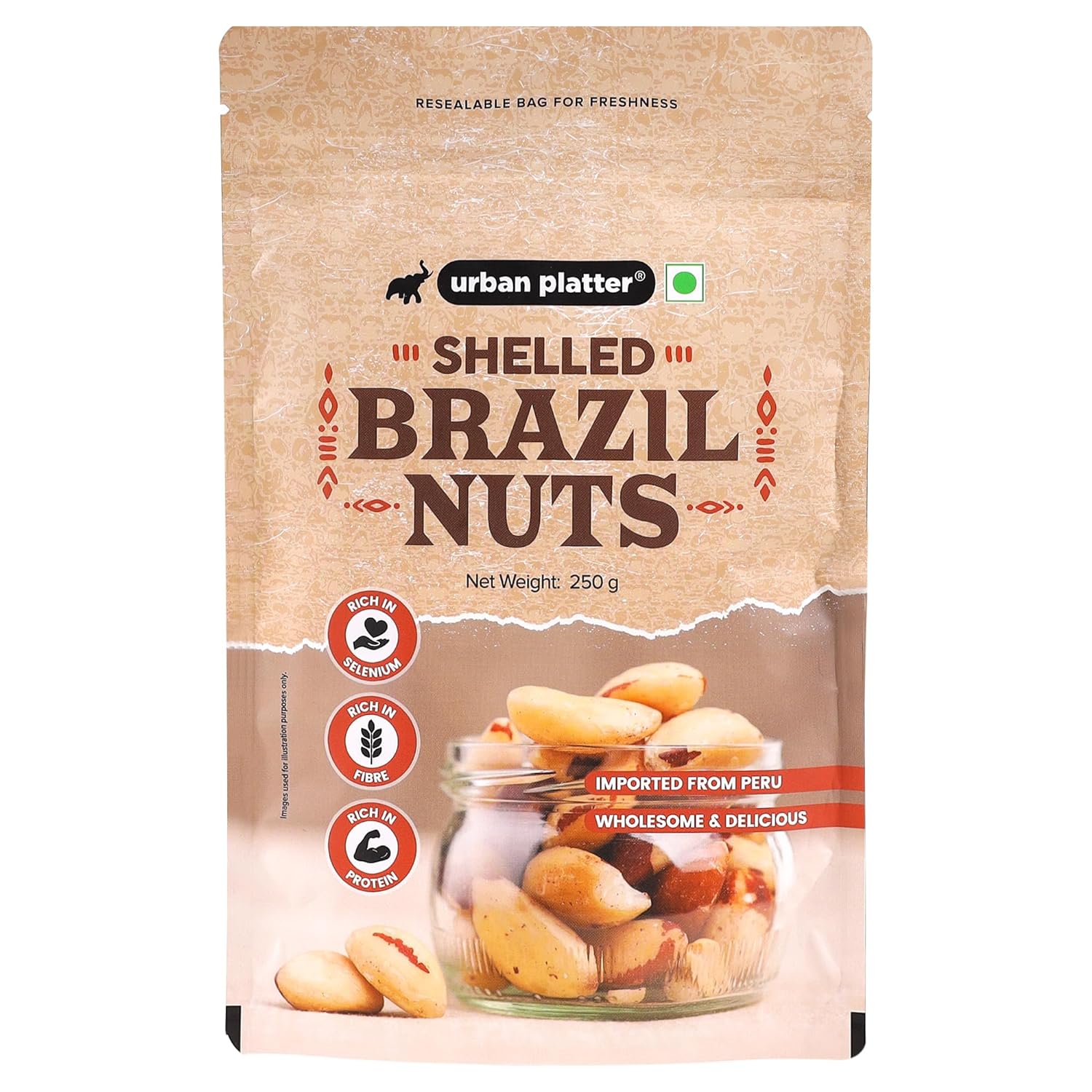 Urban Platter Exotic Brazil Nuts, 250g [Premium | Grade A | Rich in Selenium | Product of Peru]