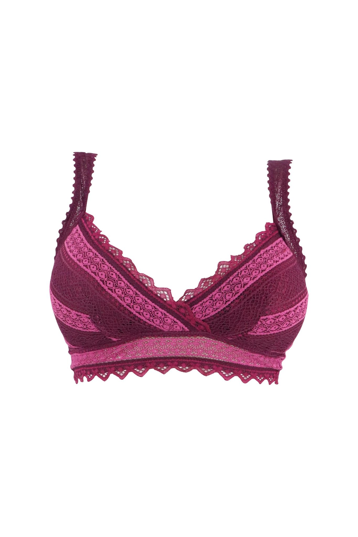 "Women's Push-Up Bra with Lace Detailing - Stylish Floral Pattern, Comfortable Support, Adjustable Straps, Purple Style 2