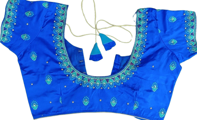  Readymade Designer Blouse With Embroidery Work - Blue