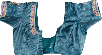  🦚 Teal Blue Embroidered Boat Neck Blouse