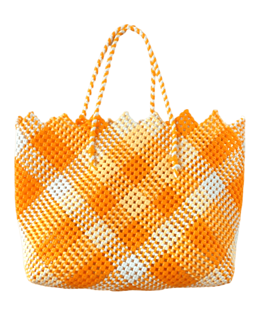 Orange and White Wire Bag