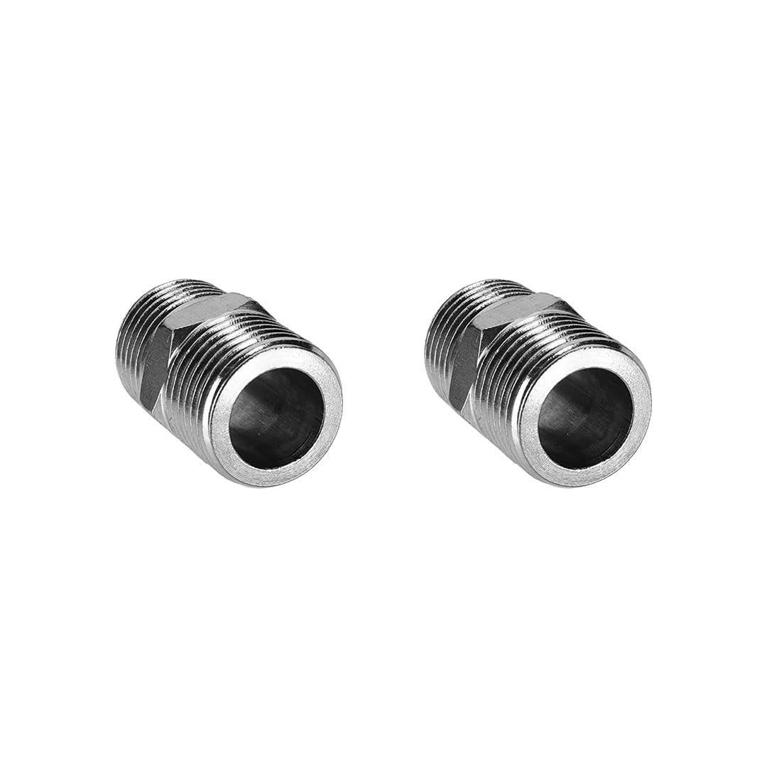 B K JAGAN & CO Hydraulic Hex Nipple male thread bsp hydraulic pipe fitting threaded fitting hose fitting(Pack of 2)(1/2 Inch)