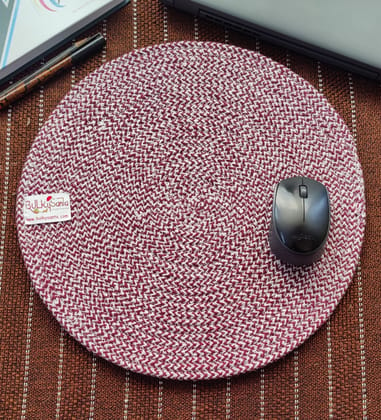 BulkySanta Cotton Place mats 38 cm (15") Round Table Mats, Heat Resistant, Reversible Use, Washable (Maroon) (Pack of 3)