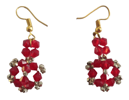  Elegant Red Beaded Chandelier Earrings