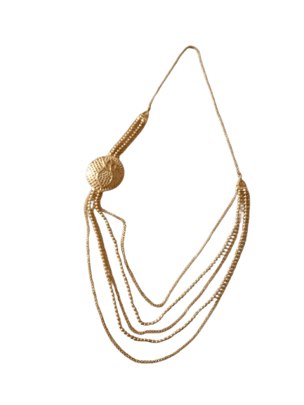  Multi-Strand Pearl Necklace with Gold-Plated Pendant