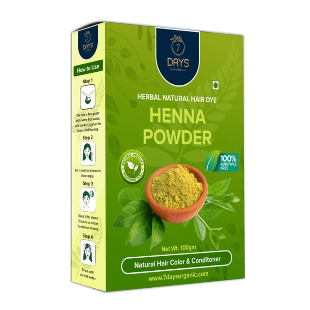 7Days Henna Powder for Hair Colour, Herbal Colour Makes Hair Soft, Silky Smooth Shiny (100 g)