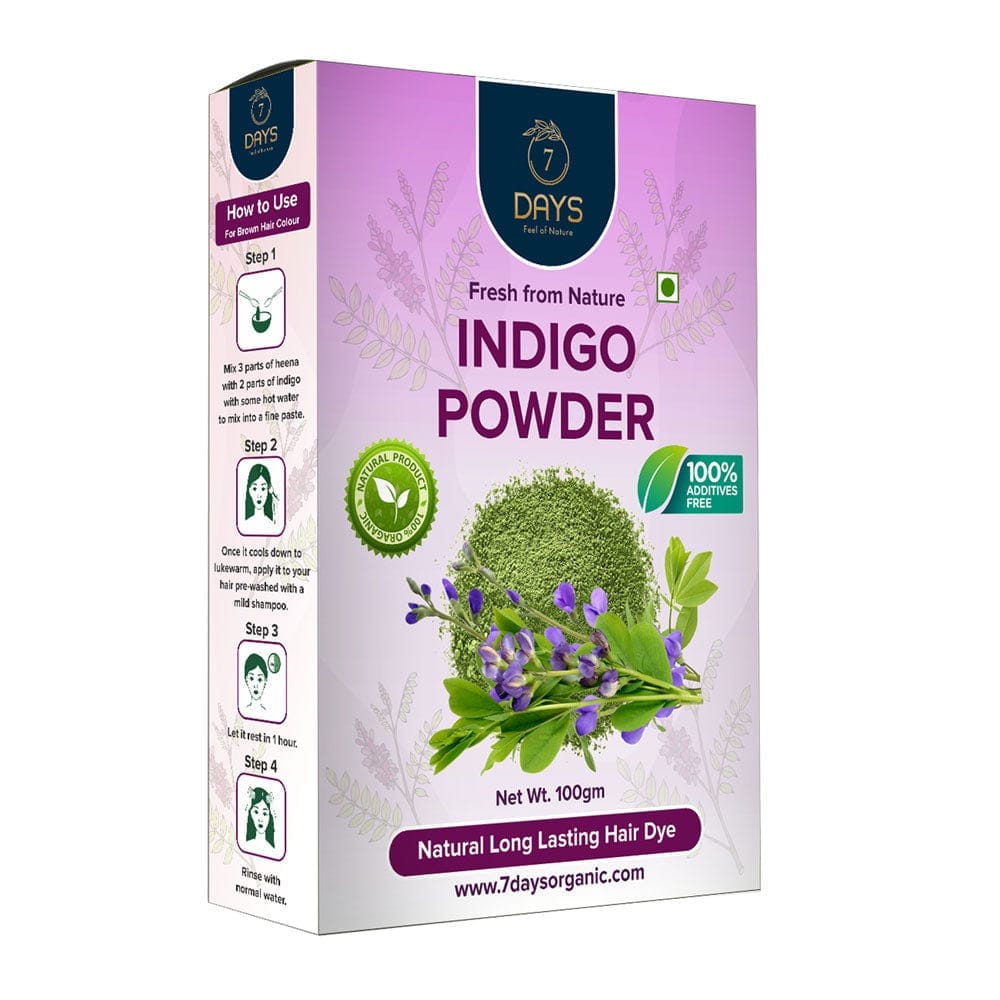 7Days Natural Indigo Powder for Natural Hair Coloring | Protects hair