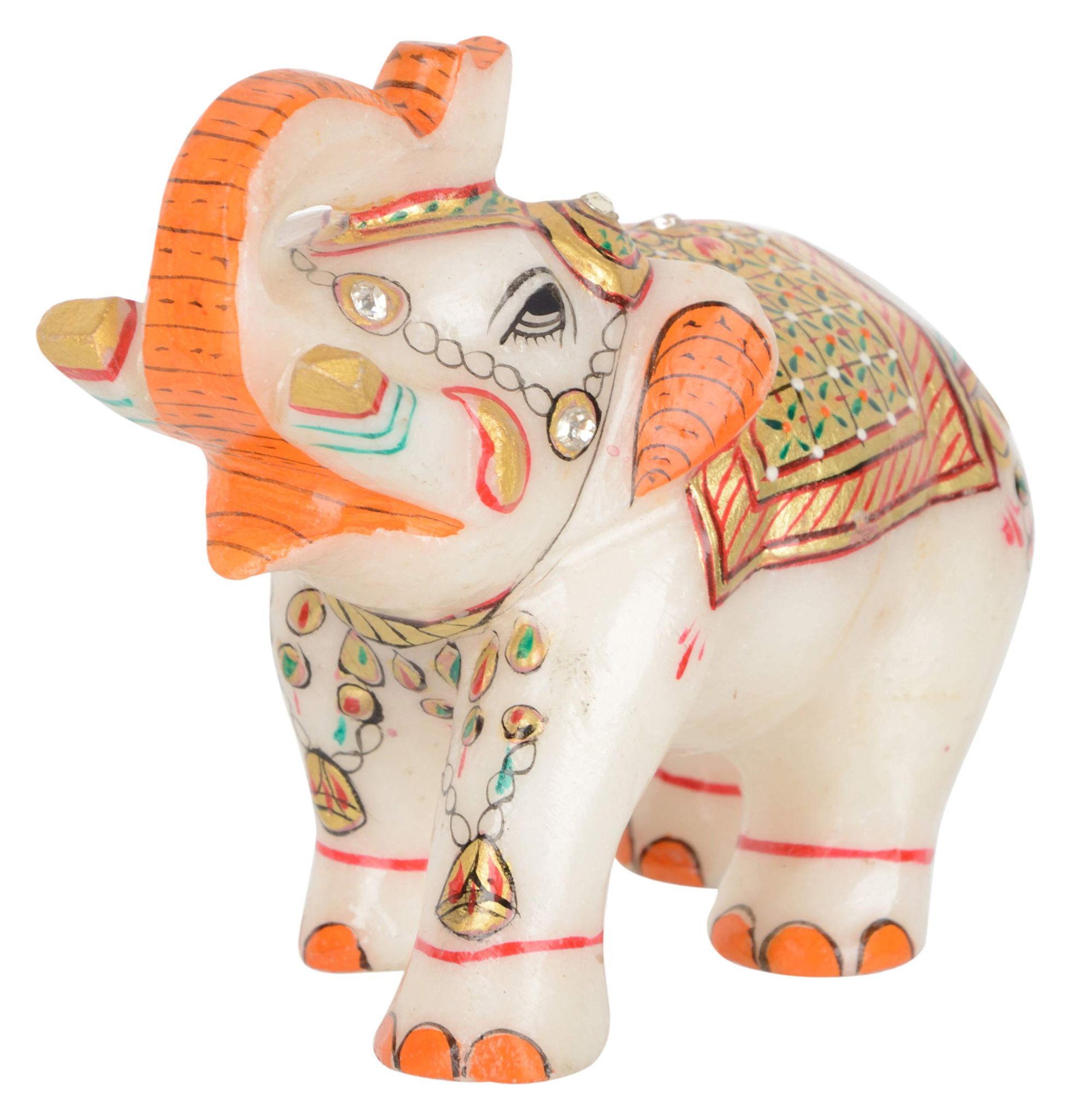 Cottage Marble Elephant Figurine (15 cm x 6 cm x 10 cm)