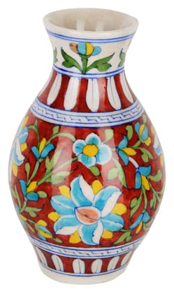 Central Cottage Industries Emporium (Govt of India Undertaking) Handpainted Ceramic Flower Vase (5 cm x 5 cm x 20 cm, Multicolor)