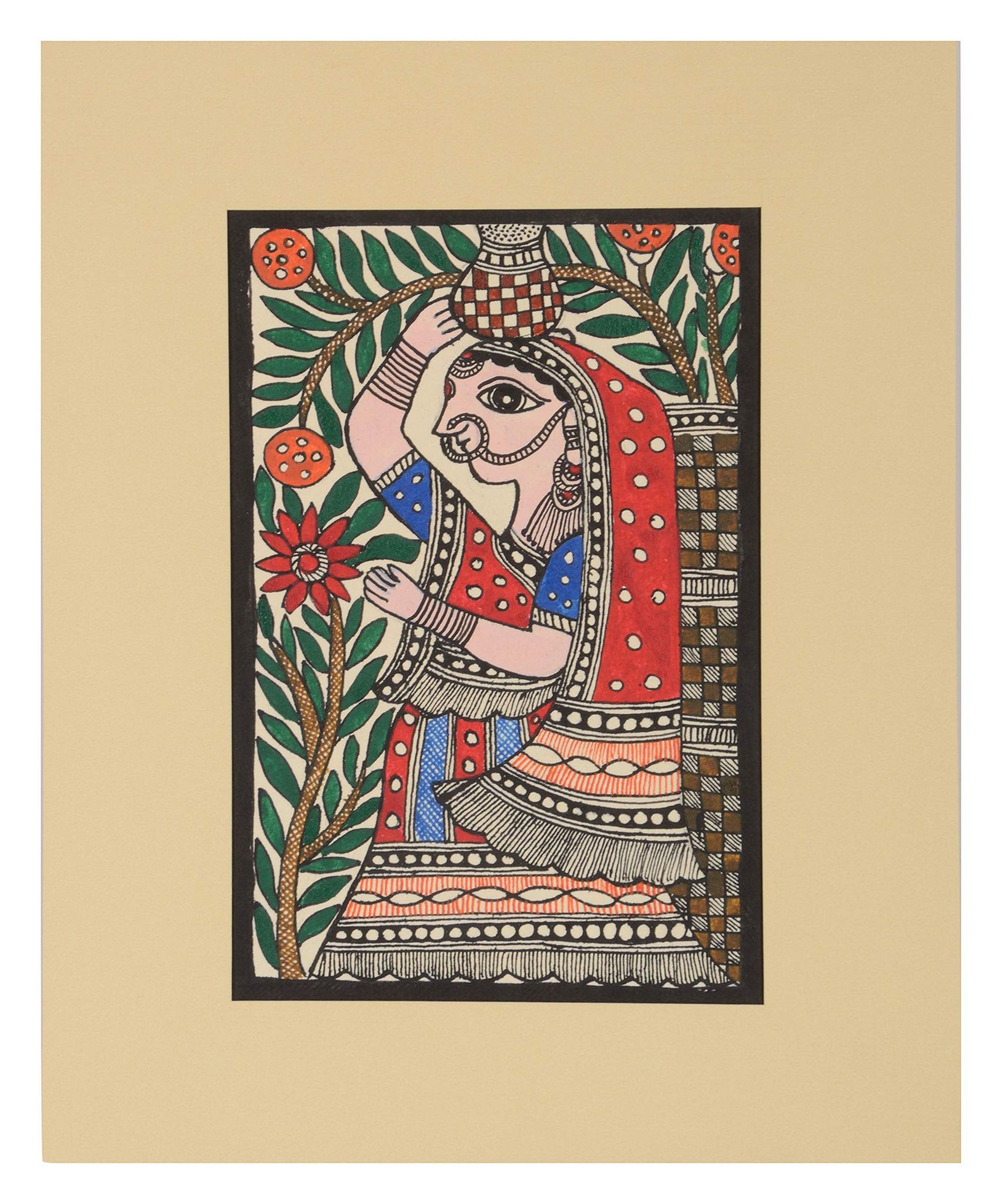 Cottage Paper Madhubani Painting (20 cm x 20 cm x 2 cm)