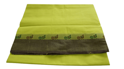 Yellow Pure Handloom Cotton Saree With Small Animal Print Border