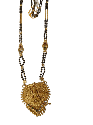 Mangalsutra  Chain with Black Beads and Dual Pendants