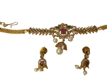 Bridal Gold Plated Kundan Choker Necklace Set With Earrings For Women