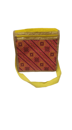 Handwoven Cotton Sling and Jute Bag with Traditional Indian Embroidery