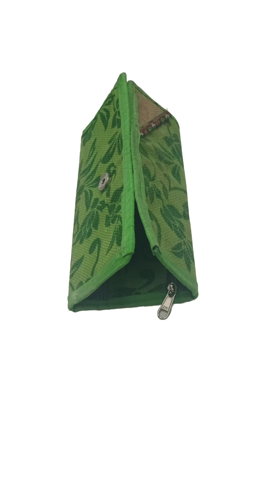 Handmade Green Floral Jute Wallet