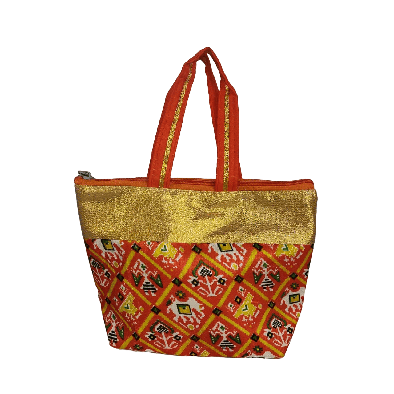 Red and Gold Handbag with Paisley Print